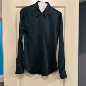 Women's Theory Emerald Green Silk Blouse Size S